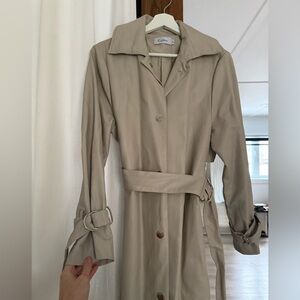 Neutral Beige Trench Coat with Belt